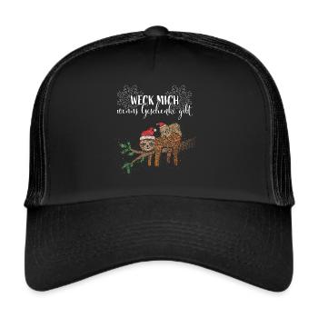 Faultier Nikolausmütze Weihnachtsmuffel Xmas - Trucker Cap - Schwarz/Schwarz - Vorne
