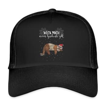 Frettchen Nikolausmütze Wichteln Weihnachtsmuffel - Trucker Cap - Schwarz/Schwarz - Vorne