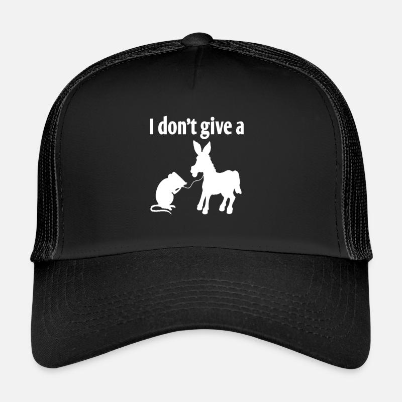 I Don't Give A Rat Ass Retro Funny Animals Designs - Trucker Cap - Schwarz/Schwarz