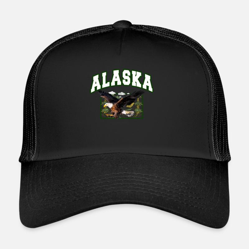 Alaska Geschenk Kinder Herren Damen USA Natur Eis - Trucker Cap - Schwarz/Schwarz