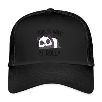 Panda Gaming Retro Cute Pandas Tierliebhaber - Trucker Cap - Schwarz/Schwarz - Vorne