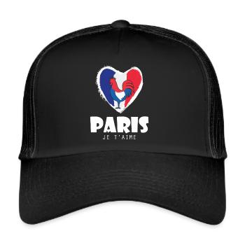 Frankreich Eiffelturm Ich liebe Paris Franzose Lie - Trucker Cap - Schwarz/Schwarz - Vorne