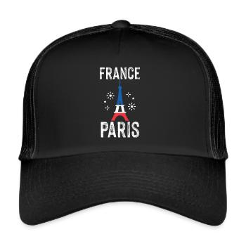 Paris Art Tour Eiffel France Cher Français - Casquette trucker  - noir/noir - Devant