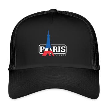 Paris Je T’aime France Tour Eiffel - Casquette trucker  - noir/noir - Devant