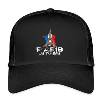 Eiffelturm Ich liebe Paris Frankreich Tag mit Fran - Trucker Cap - Schwarz/Schwarz - Vorne