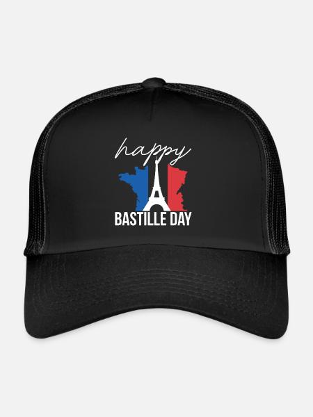 Eiffel Tower Day Celebration July Paris France - Trucker Cap - black/black - Front