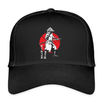 Samurai Ninja Warrior Japanese Bloodstain Katana S - Trucker Cap - black/black - Front