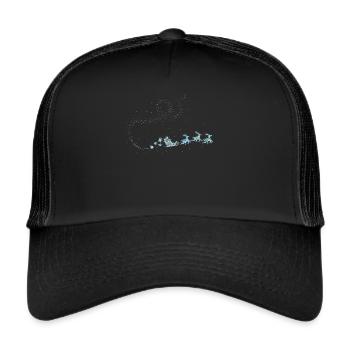 Weihnachtsmann Schlitten Weihnachtszeit Christmas - Trucker Cap - Schwarz/Schwarz - Vorne