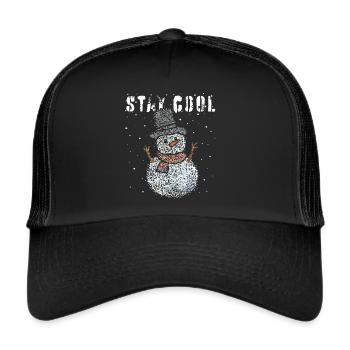 Schneemann Schneeflocken Winterzeit Dezember - Trucker Cap - Schwarz/Schwarz - Vorne