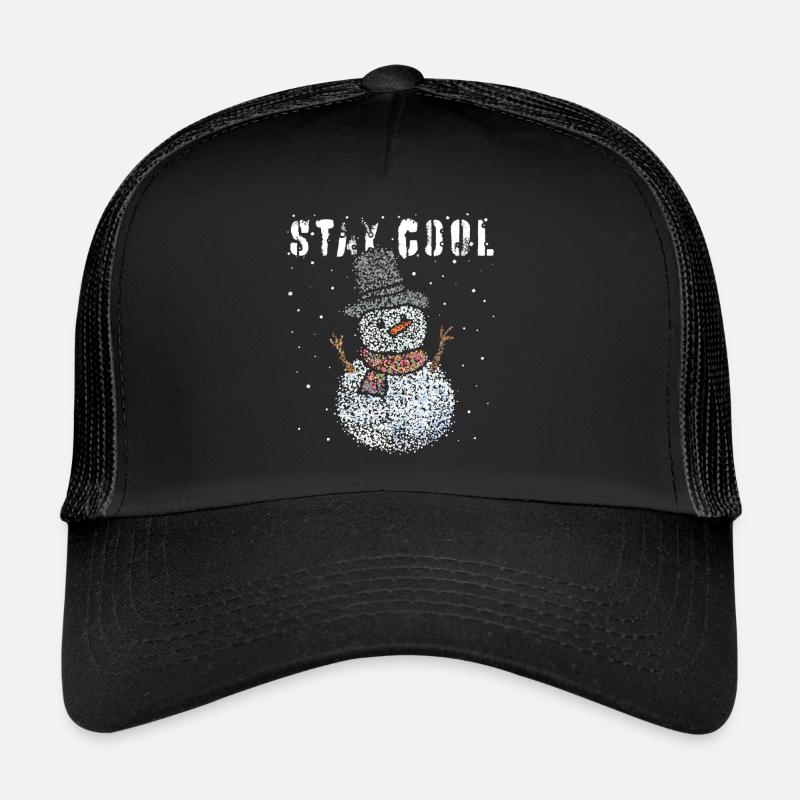 Snowman Snowflakes Winter time December Trucker Cap