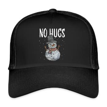 Schneemann No Hugs Winterglück Weihnachtsmuffel - Trucker Cap - Schwarz/Schwarz - Vorne