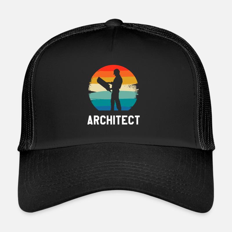 Rétro Vintage Architecture Classique Architecte - Casquette trucker  - noir/noir