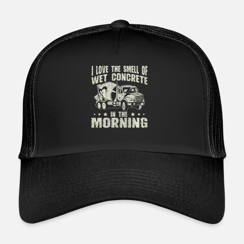 Béton mouillé le matin Drôles de constructeurs de béton Casquette trucker 