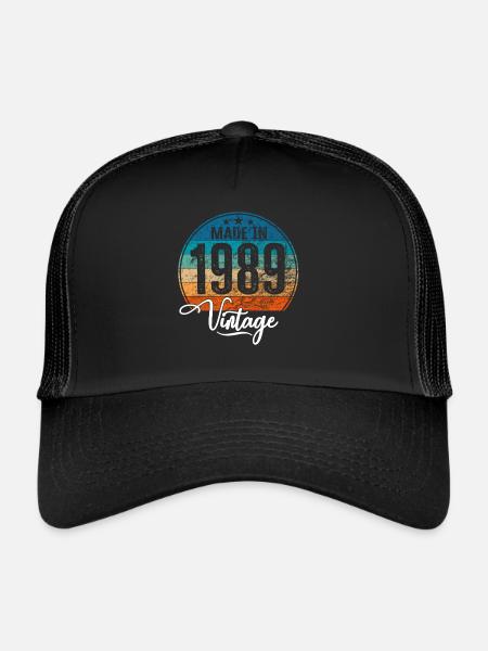 Vintage Made in 1989 Year of birth 1989 Birthday - Trucker Cap - black/black - Front