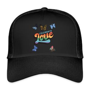 Papillon aime Dicton de motivation avec Butterflie - Casquette trucker  - noir/noir - Devant