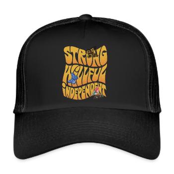 Dicton de motivation avec papillon et beurre mignon - Casquette trucker  - noir/noir - Devant