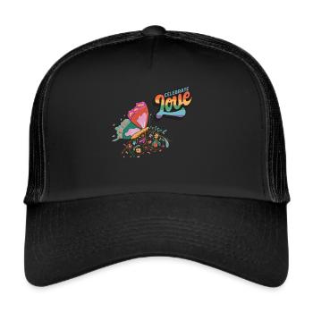 Papillons d’amour Motivation Dicton avec mignon Mais - Casquette trucker  - noir/noir - Devant