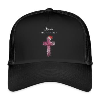 Saint Nicolas Cap Croix Service de Noël Jésus - Casquette trucker  - noir/noir - Devant