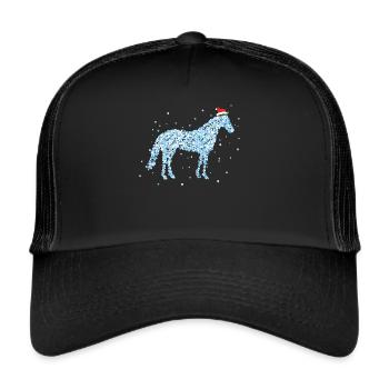 Pferdebesitzer Weihnachtsmotiv Nikolausmütze - Trucker Cap - Schwarz/Schwarz - Vorne