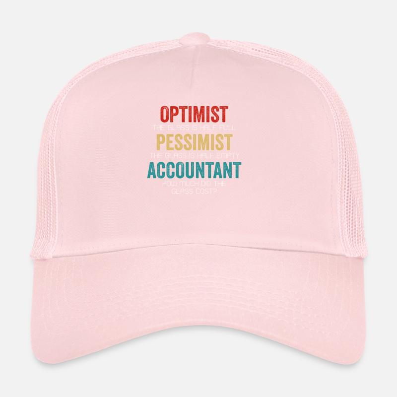 Optimiste Pessimiste Comptable Verre Drôle d’auditeur Casquette trucker 