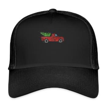 Weihnachtsbaum Christbaum Auto Weihnachtszeit - Trucker Cap - Schwarz/Schwarz - Vorne