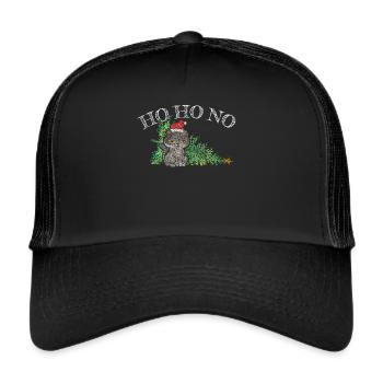 Weihnachtsmuffel Anti Weihnachten Katze Christbaum - Trucker Cap - Schwarz/Schwarz - Vorne