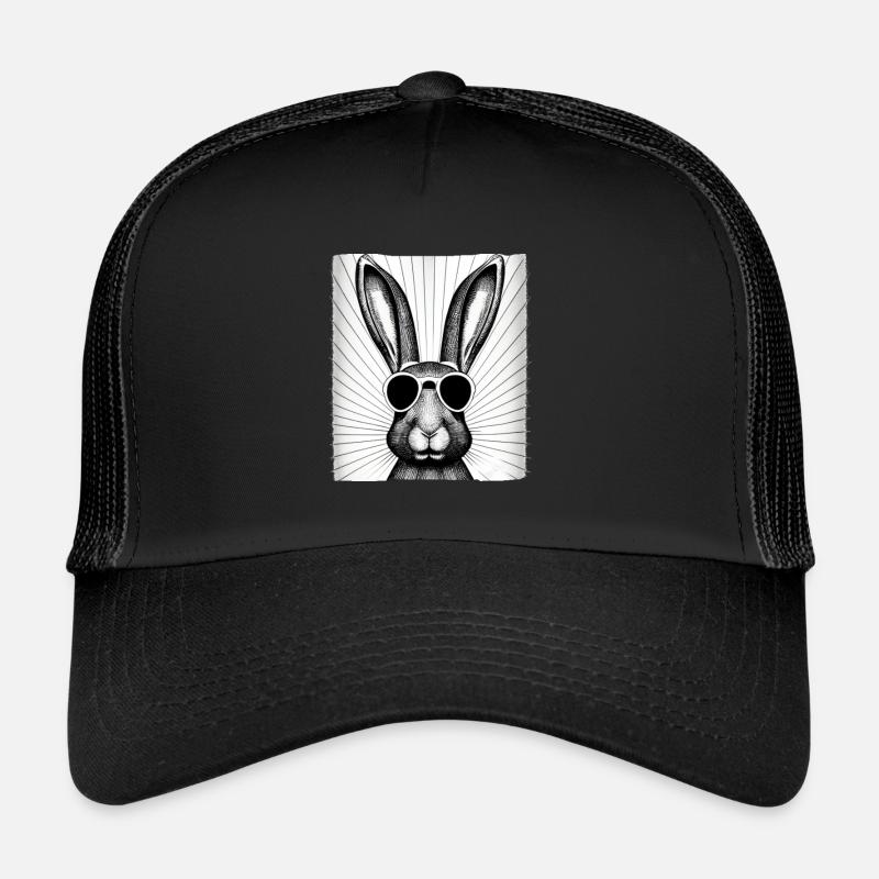 Rabbit Pet Pet Cool Sunglasses Design - Trucker Cap - black/black