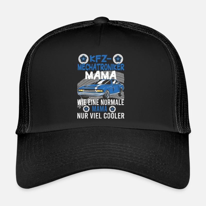 Kfz Mechatronikerinin Mama Mutter Auto Schrauber - Trucker Cap - Schwarz/Schwarz