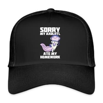 Axolotl Astronaut Homework Funny Space S - Casquette trucker  - noir/noir - Devant