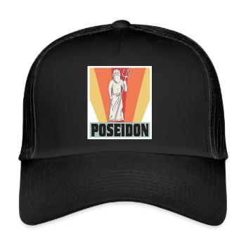 Poséidon Dieu Mythologie grecque Griec antique - Casquette trucker  - noir/noir - Devant