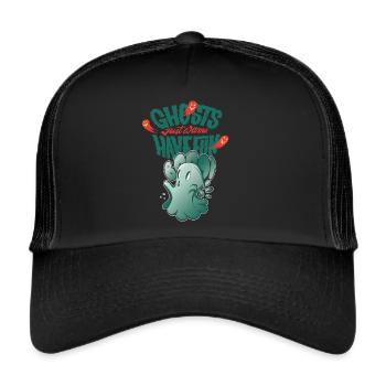 Geist will nur Spaß haben Halloween-Party-Albtraum - Trucker Cap - Schwarz/Schwarz - Vorne