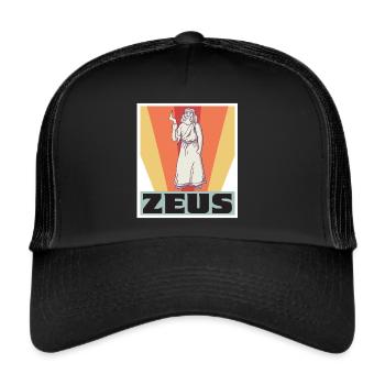 Zeus Retro Grèce Dieu Mythologie grecque - Casquette trucker  - noir/noir - Devant