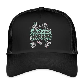 Temps pour l’horreur Mort-vivant Squelette Halloween Party - Casquette trucker  - noir/noir - Devant