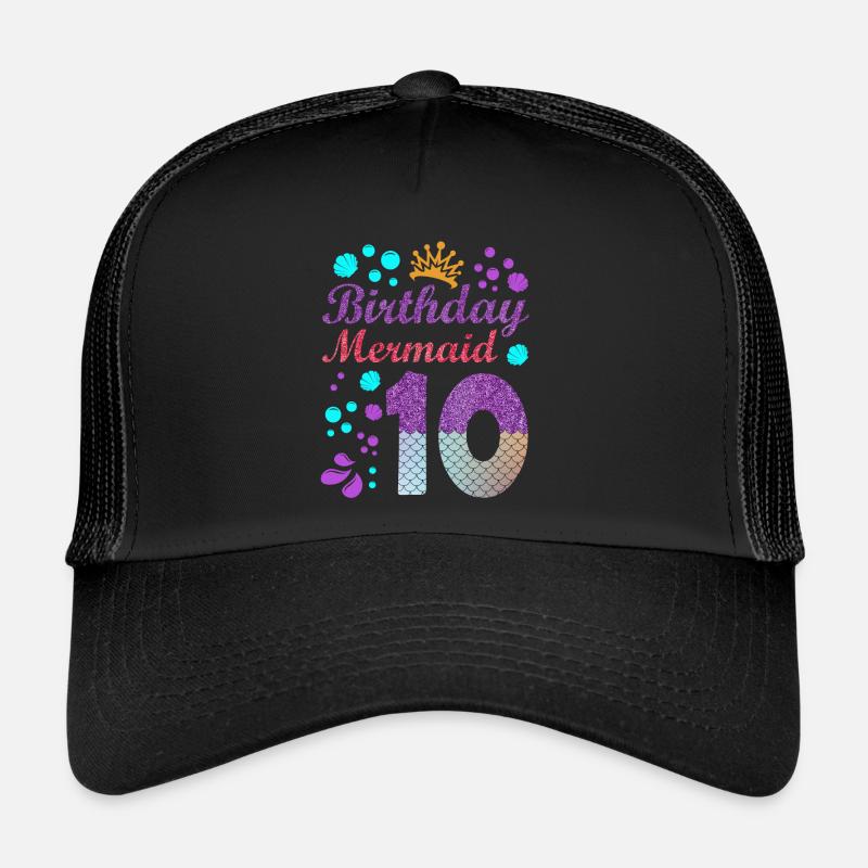 Birthday Mermaid 10 Shell Summer Vibe 10 Trucker Cap