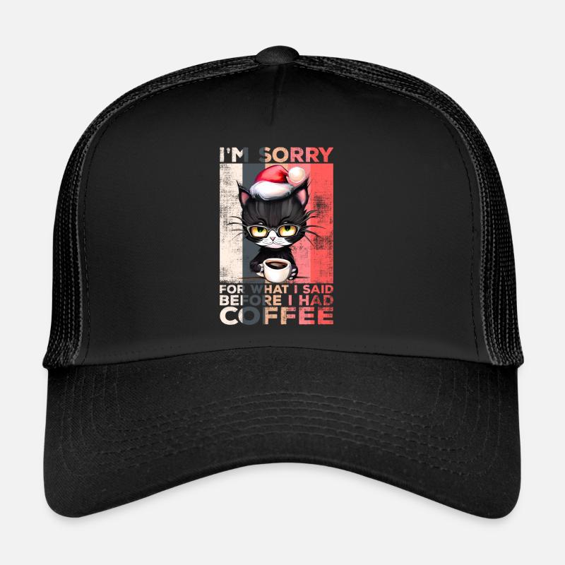 Cat Coffee Cup Noël Chapeau de Noël Casquette trucker 