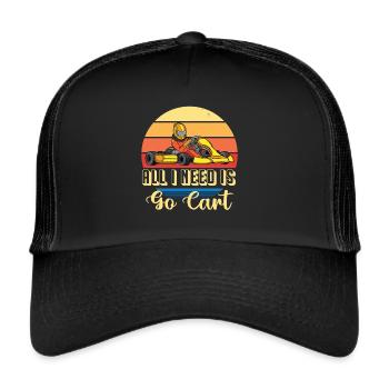 Gehen Sie Kart fahren Rennen Rennbahn Rennfahrer G - Trucker Cap - Schwarz/Schwarz - Vorne