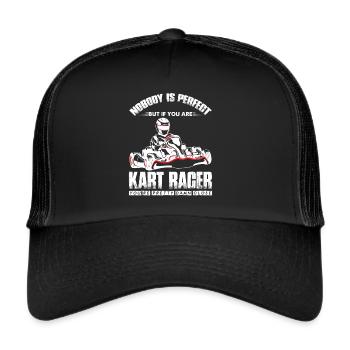 Kart Go-Kart fahren Rennbahn Fun Rennstrecke - Trucker Cap - Schwarz/Schwarz - Vorne