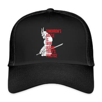 Ninja Japanischer Krieger Samurai Katana Schwert J - Trucker Cap - Schwarz/Schwarz - Vorne