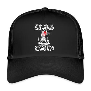 Katana Schwert Samurai Friedhof Japanischer Kriege - Trucker Cap - Schwarz/Schwarz - Vorne