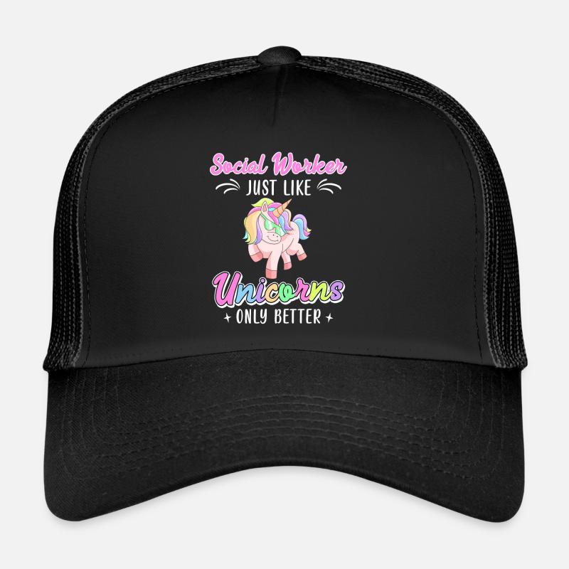 Wie Einhörner nur besser Sozialarbeiterin - Trucker Cap - Schwarz/Schwarz