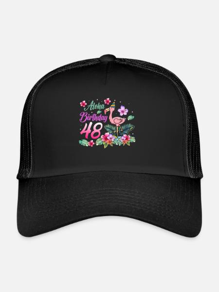 Aloha Anniversaire 48 Flamant Oiseau 48e anniversaire - Casquette trucker  - noir/noir - Devant