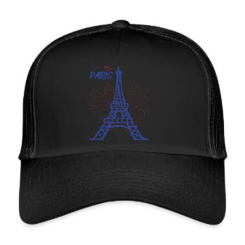 I love Tower-Heart-France-Souvenir-French - Trucker Cap - black/black - Front