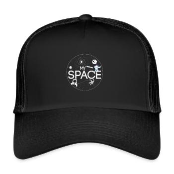 Mon univers spatial Astronaute Cosmonaute Galaxie Soleil - Casquette trucker  - noir/noir - Devant