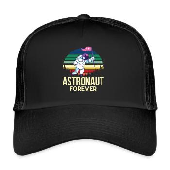 Space Astronaut Retro Planet Solar System Gal - Trucker Cap - black/black - Front