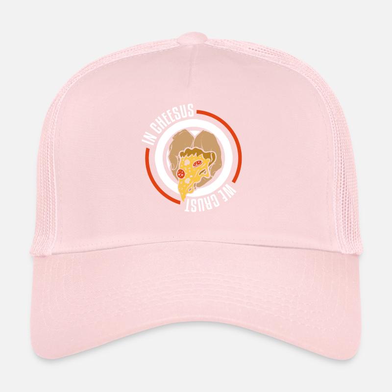 In Cheesus We Crust Funny Pizza Making Trucker Cap