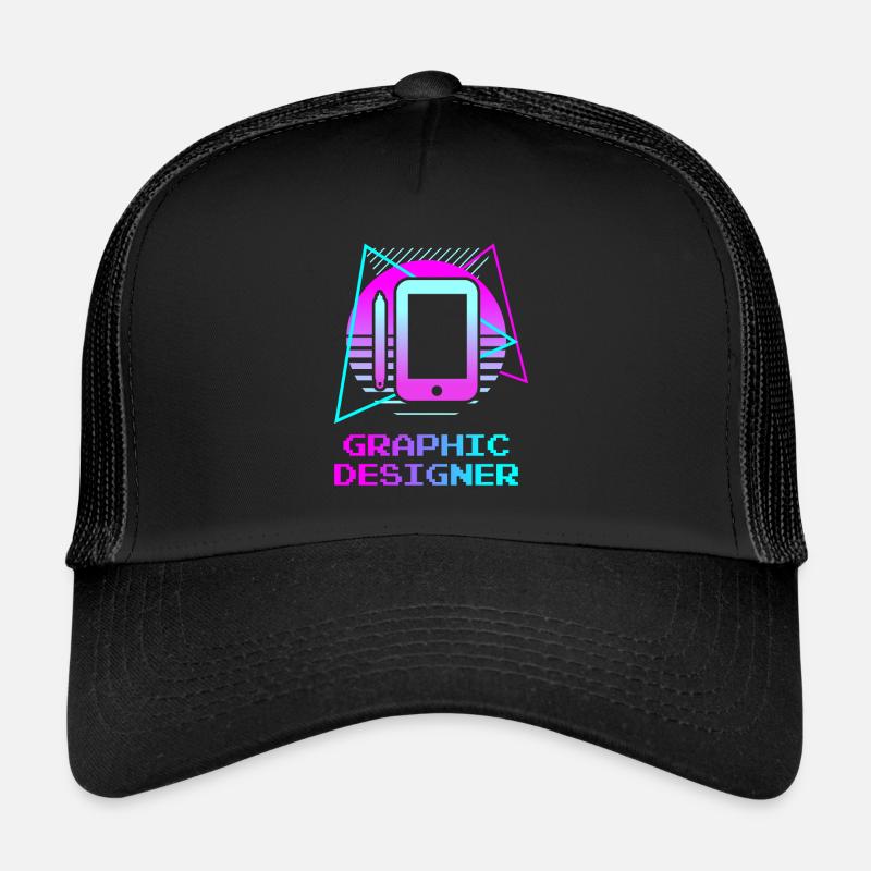 Retro Graphic Designer Graphic Design - Trucker Cap - Schwarz/Schwarz