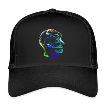 Colorful Stylized Male Calaveras Makeup Day Of - Trucker Cap - Schwarz/Schwarz - Vorne