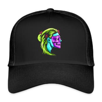 Female Skull Reaper Mask Day Of The Dead - Trucker Cap - black/black - Front