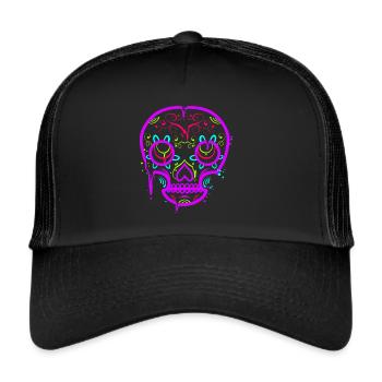 Stylized Painting Of A Sugar Skull For Day Of The - Trucker Cap - Schwarz/Schwarz - Vorne