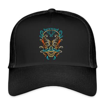 Stylized Painting Of A Sugar Skull For Day Of The - Trucker Cap - Schwarz/Schwarz - Vorne